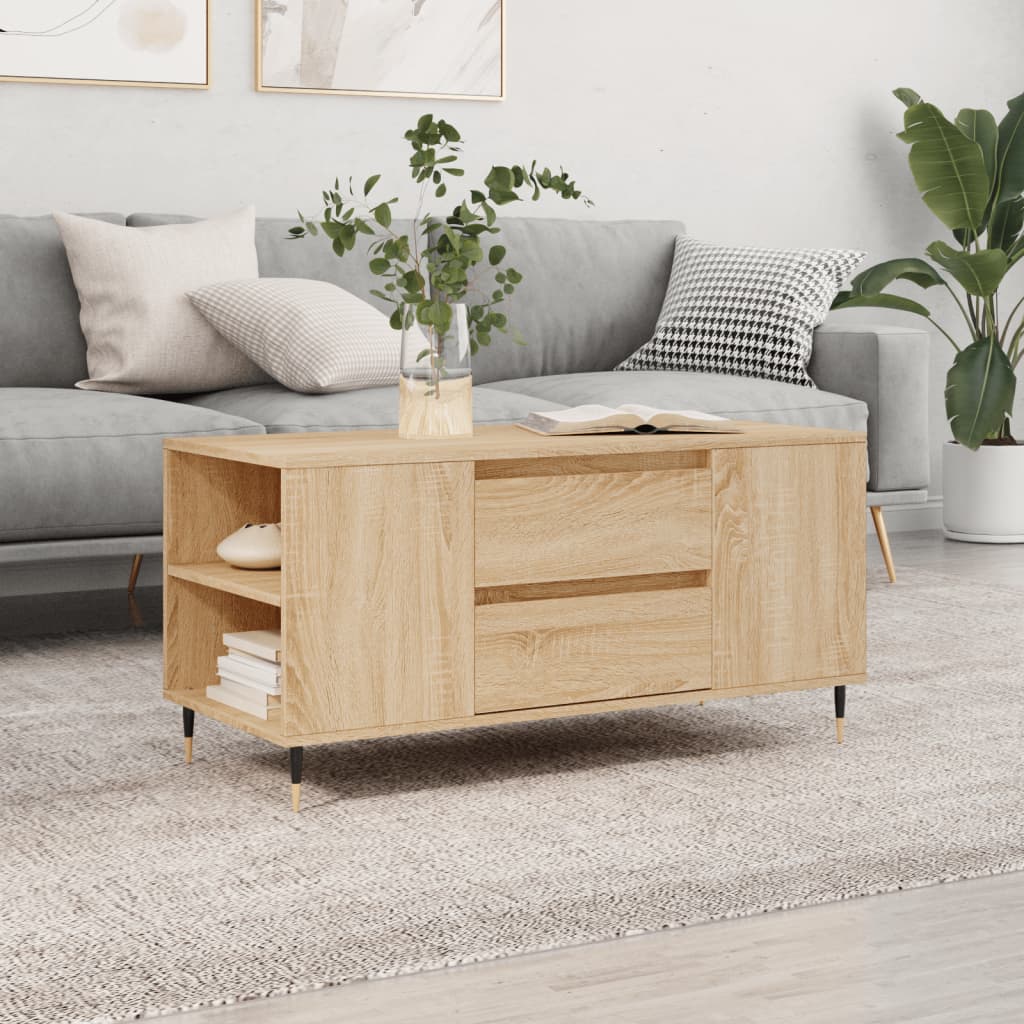 vidaXL sofabord 102x44,5x50 cm konstrueret træ sonoma-eg