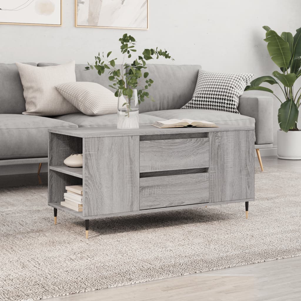 vidaXL sofabord 102x44,5x50 cm konstrueret træ grå sonoma-eg