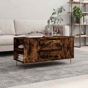 Klubska mizica dimljeni hrast 102x44,5x50 cm inženirski les