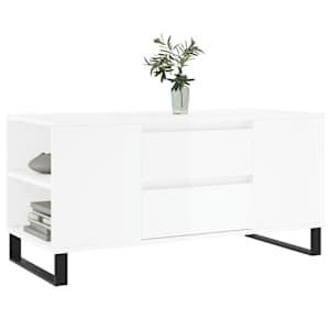 vidaXL Couchtisch Hochglanz-Wei&szlig; 102x44,5x50 cm Holzwerkstoff