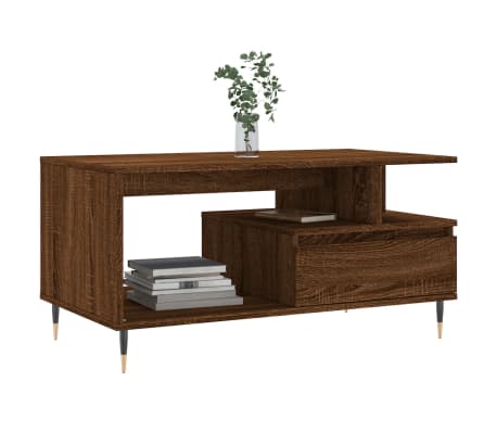 vidaXL Kavos staliukas, rudas ąžuolo, 90x49x45cm, apdirbta mediena