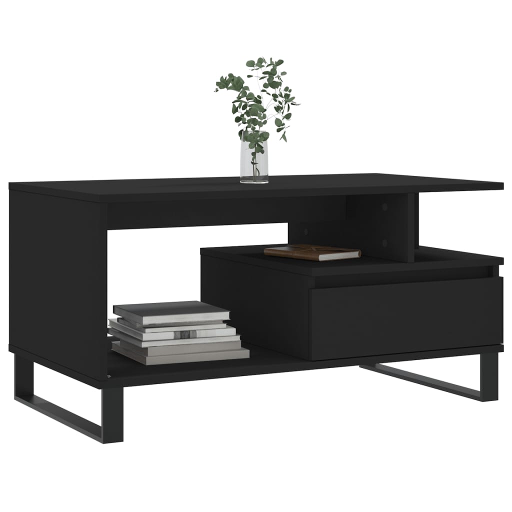 vidaXL Salontafel 90x49x45 cm bewerkt hout zwart afbeelding