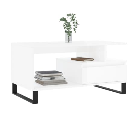 vidaXL Couchtisch Hochglanz-Wei&szlig; 90x49x45 cm Holzwerkstoff