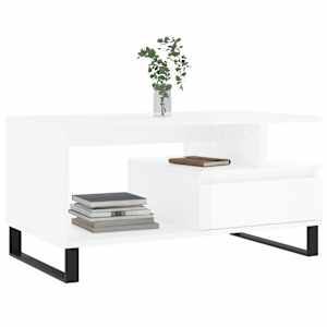 vidaXL Couchtisch Hochglanz-Wei&szlig; 90x49x45 cm Holzwerkstoff