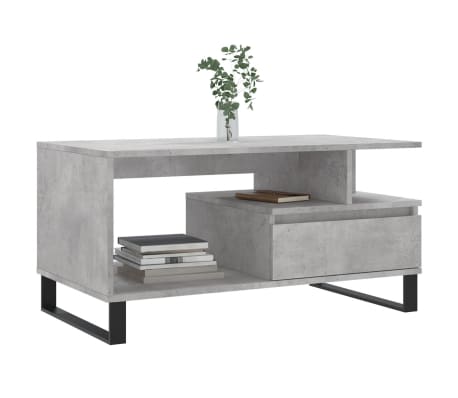vidaXL Coffee Table Concrete Grey Engineered Wood, Metal Medium Storage