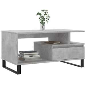 vidaXL Coffee Table Concrete Grey Engineered Wood, Metal Medium Storage