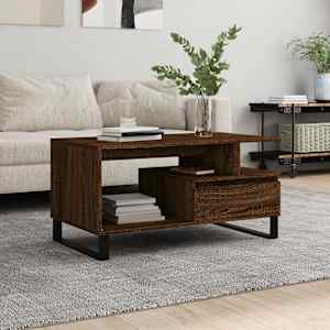 Klubska mizica rjavi hrast 90x49x45 cm inženirski les