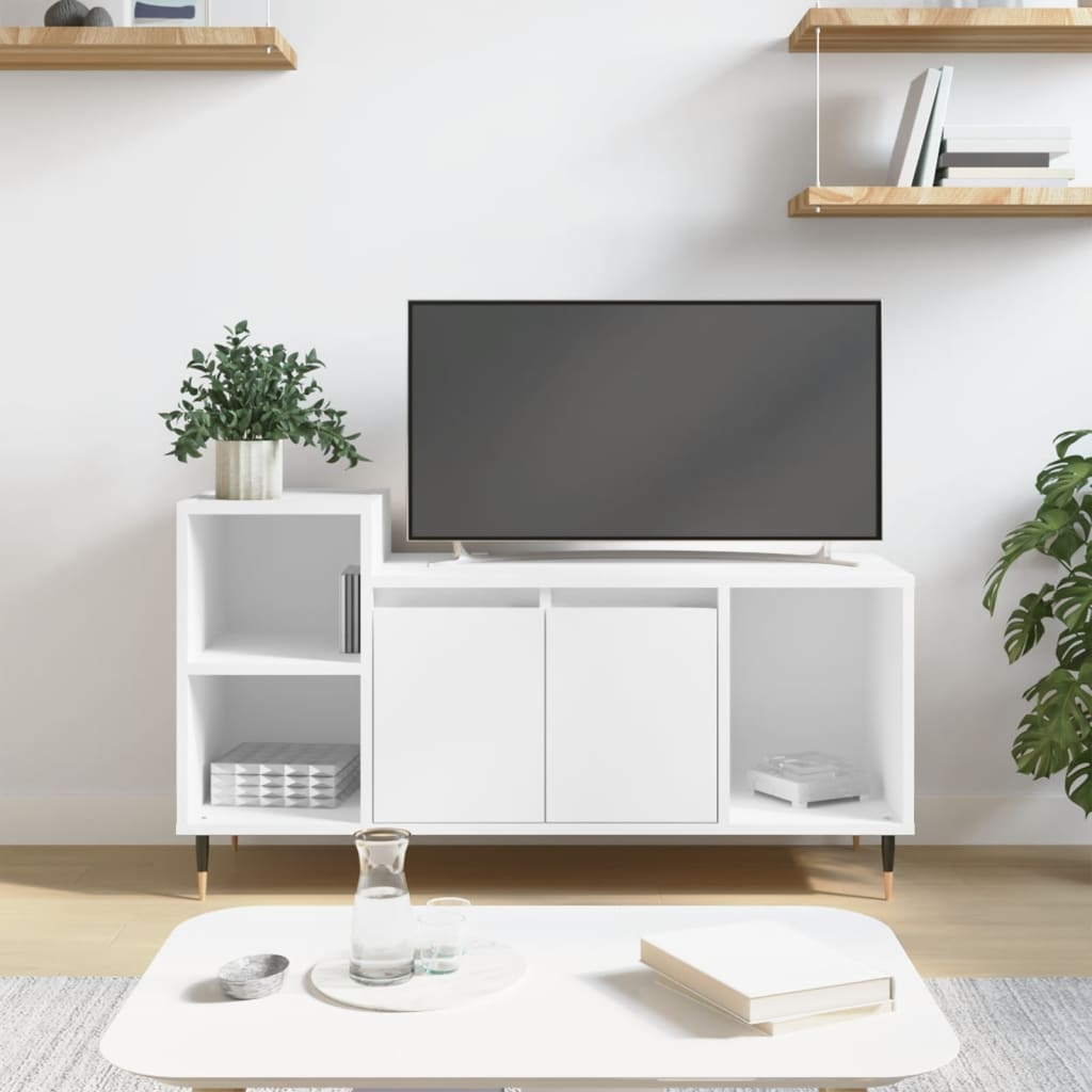vidaXL Comodă TV, alb, 100x35x55 cm, lemn prelucrat