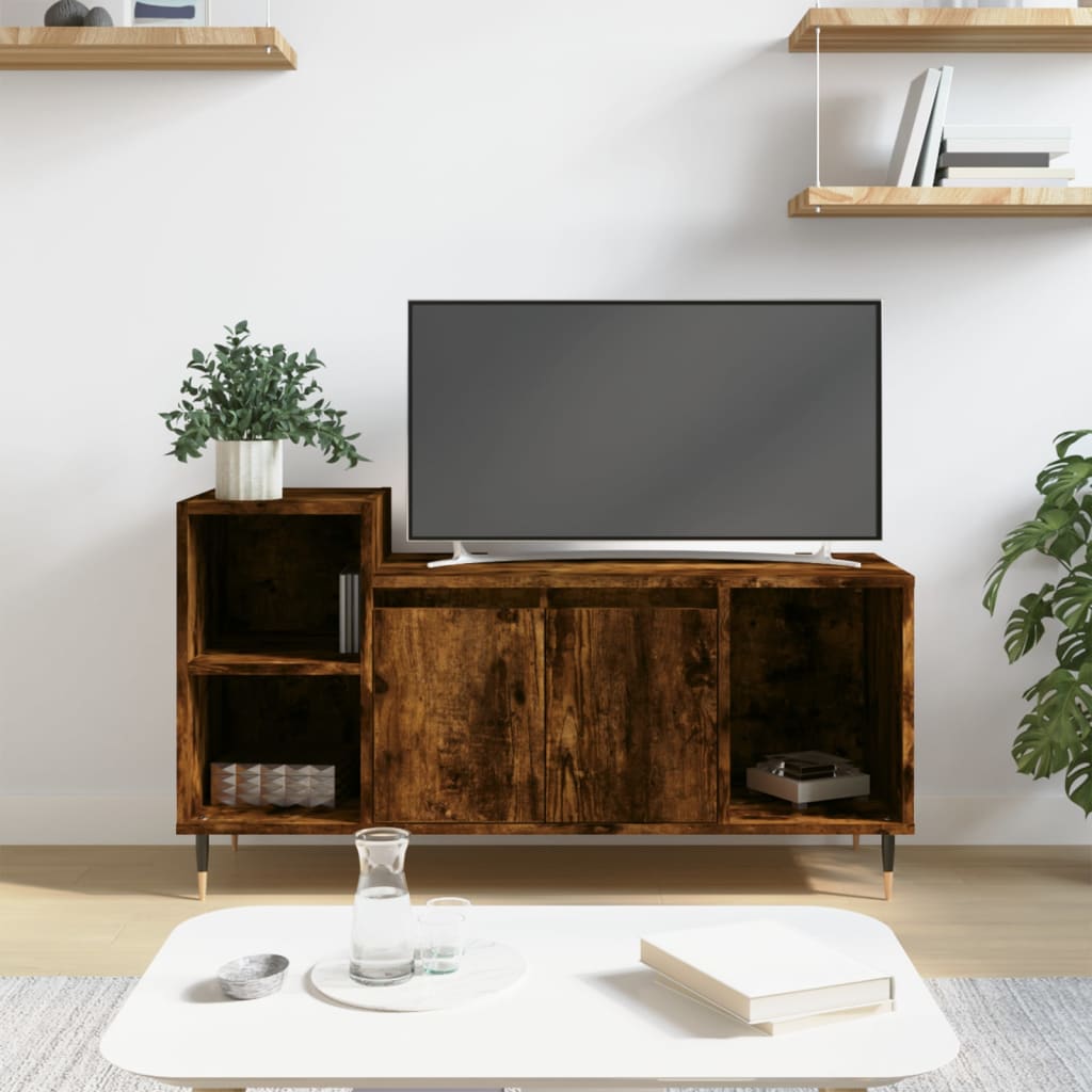 vidaXL Comodă TV, stejar fumuriu, 100x35x55 cm, lemn prelucrat