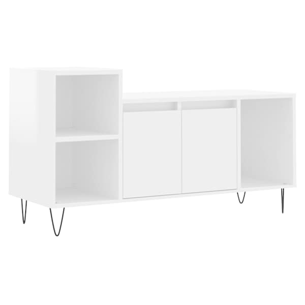 vidaXL telerikapp, k&otilde;rgl&auml;ikega valge, 100 x 35 x 55 cm, tehispuit