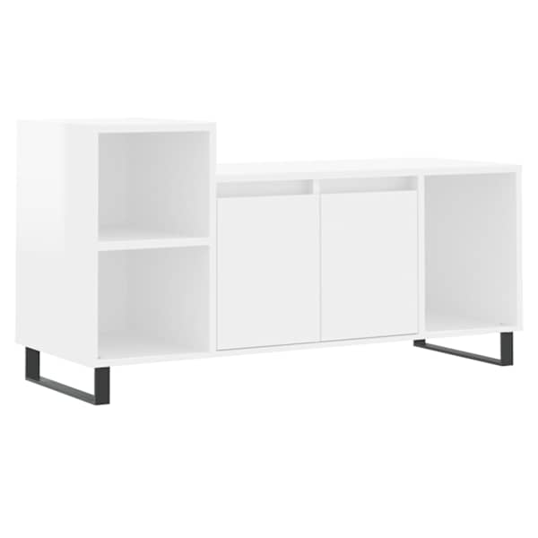 vidaXL telerikapp, k&otilde;rgl&auml;ikega valge, 100 x 35 x 55 cm, tehispuit