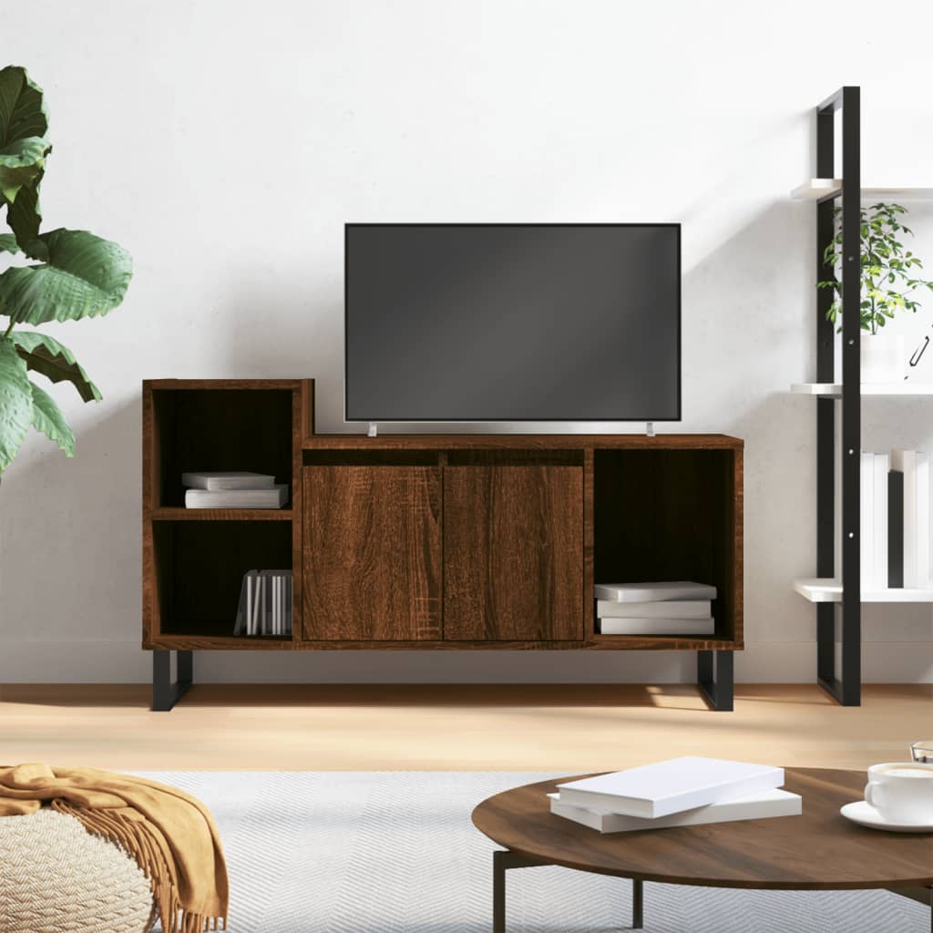 Barna tölgyszínű szerelt fa TV-szekrény 100x35x55 cm 