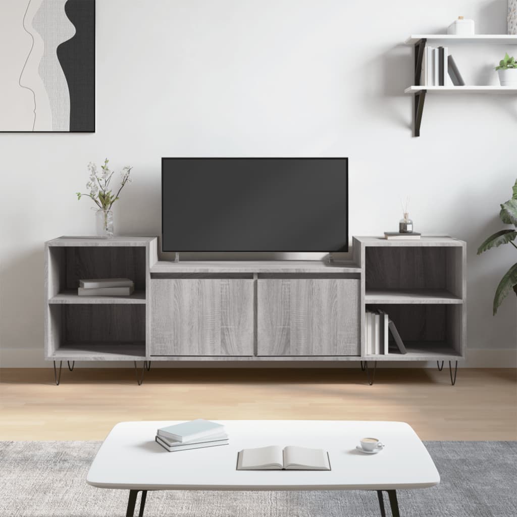 Szürke sonoma színű szerelt fa TV-szekrény 160x35x55 cm 
