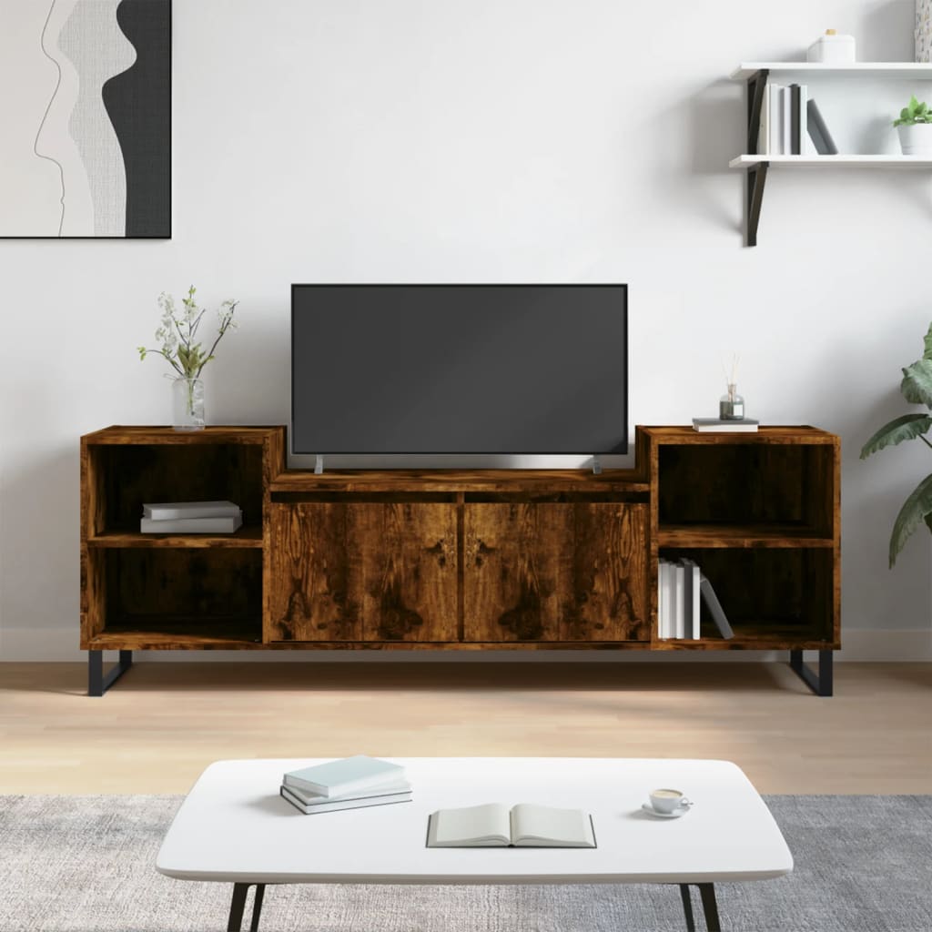 vidaXL Comodă TV, stejar fumuriu, 160x35x55 cm, lemn prelucrat