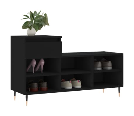vidaXL Pantofar, negru, 102x36x60 cm, lemn compozit