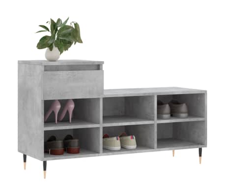 vidaXL Schuhregal Betongrau 102x36x60 cm Holzwerkstoff