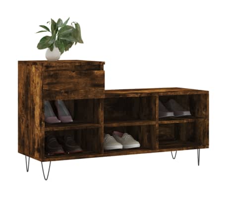 vidaXL Armoire &agrave; chaussures Ch&ecirc;ne fum&eacute; 102x36x60 cm Bois d'ing&eacute;nierie