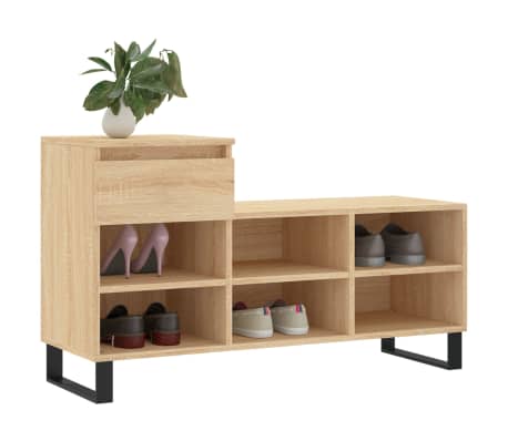 vidaXL Shoe Cabinet Sonoma oak Engineered wood, metal Medium