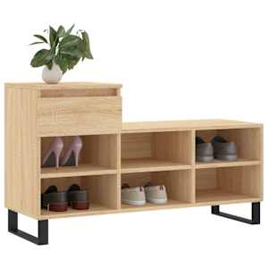 vidaXL Shoe Cabinet Sonoma oak Engineered wood, metal Medium