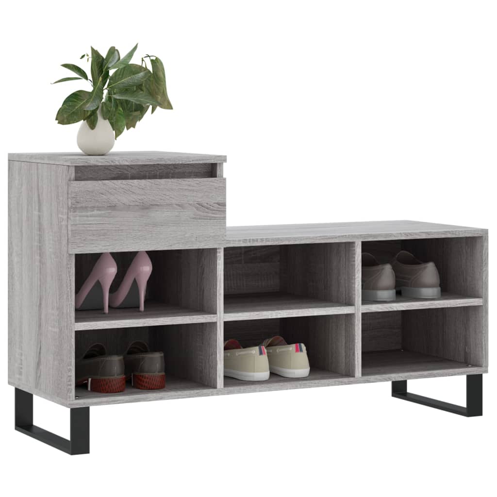 Thumbnail - vidaXL Schuhregal Grau Sonoma 102x36x60 cm Holzwerkstoff