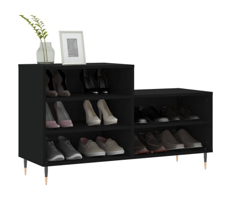 vidaXL Sk&oacute;sk&aacute;pur Svartur 102x36x60 cm Samsettur Vi&eth;ur