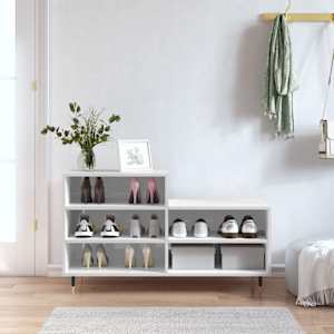 Omarica za čevlje visok sijaj bela 102x36x60 cm inženirski les