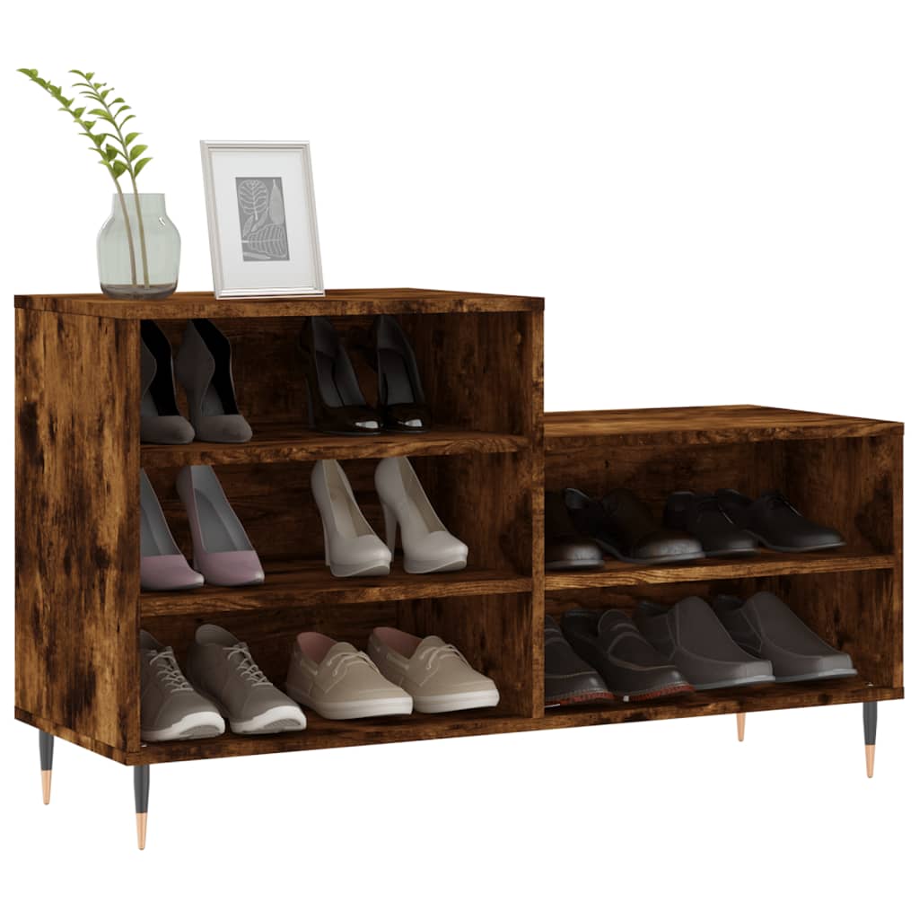 vidaXL Schoenenkast 102x36x60 cm bewerkt hout gerookt eikenkleurig afbeelding