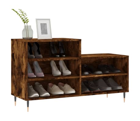 vidaXL Shoe Cabinet Smoked Oak 102x36x60 cm Engineered Wood