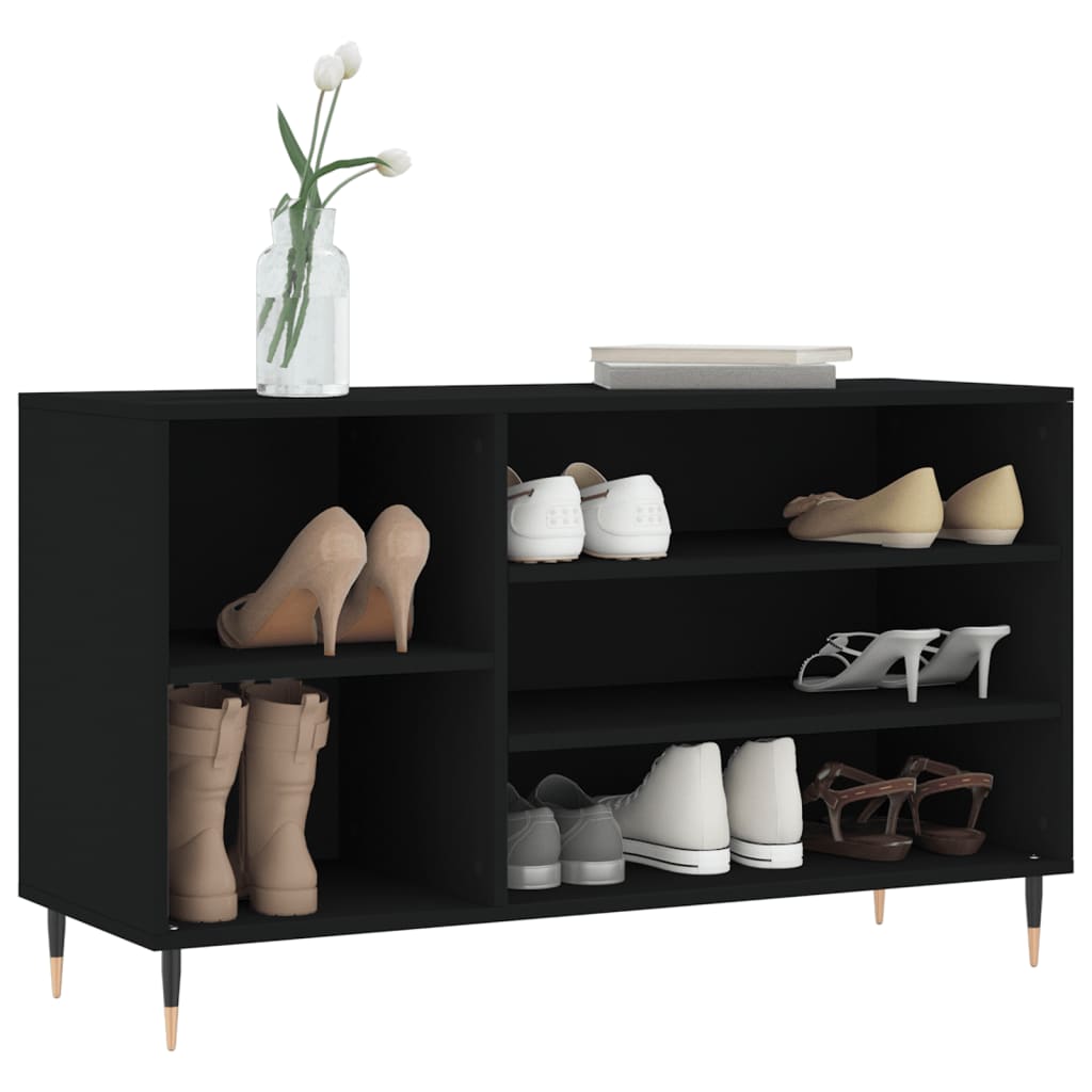 vidaXL fekete szerelt fa cipősszekrény 102x36x60 cm