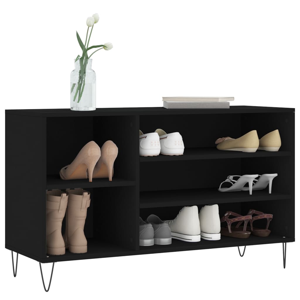 vidaXL fekete szerelt fa cipősszekrény 102x36x60 cm