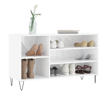 vidaXL Botn&iacute;k b&iacute;l&yacute; s vysok&yacute;m leskem 102x36x60 cm kompozitn&iacute; dřevo