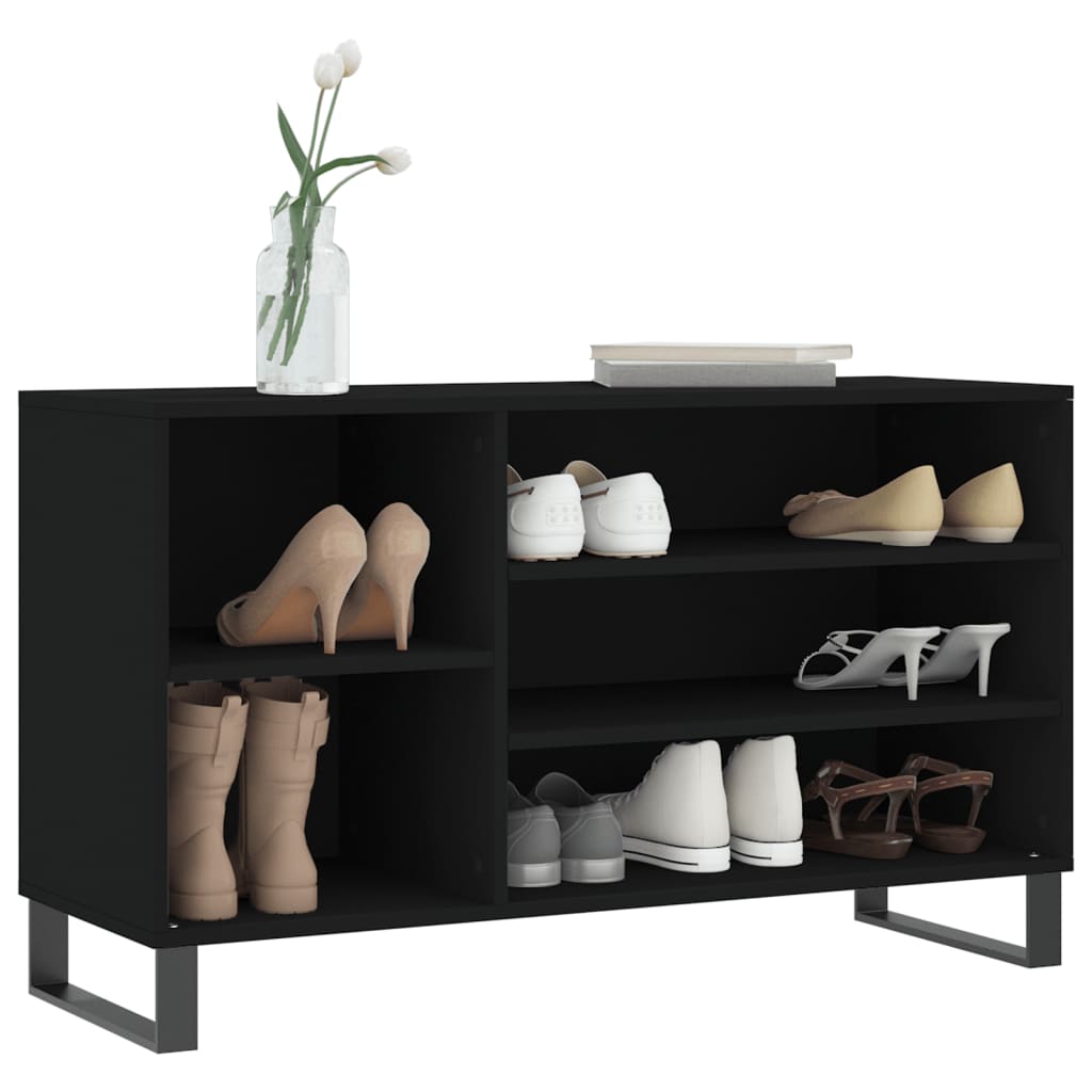 vidaXL Botník čierny 102x36x60 cm spracované drevo