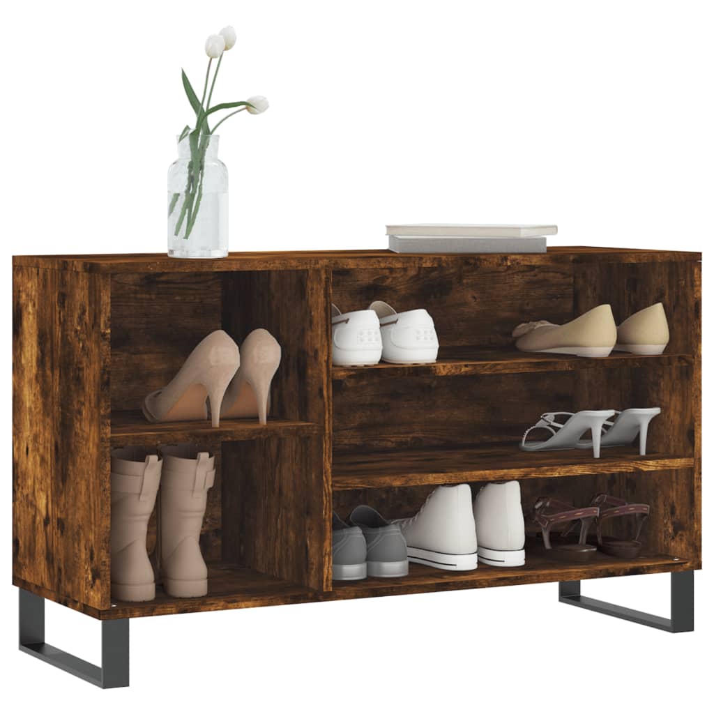 vidaXL Botník dymový dub 102x36x60 cm spracované drevo
