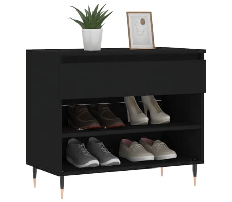 vidaXL Shoe Cabinet Black 70x36x60 cm Engineered Wood