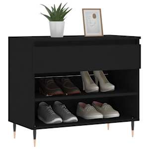 vidaXL Shoe Cabinet Black 70x36x60 cm Engineered Wood