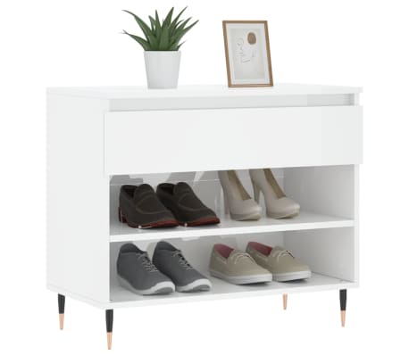 vidaXL Pantofar, alb extralucios, 70x36x60 cm, lemn prelucrat
