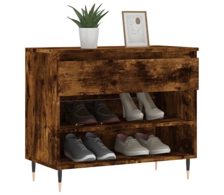 vidaXL Shoe Cabinet Smoked Oak 70x36x60 cm Engineered Wood