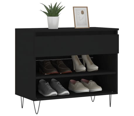 vidaXL jalatsikapp, must, 70 x 36 x 60 cm, tehispuit