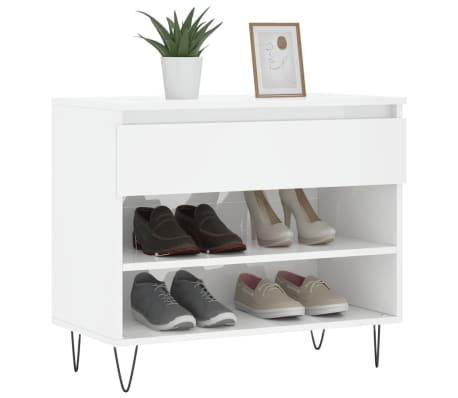 vidaXL magasf&eacute;nyű feh&eacute;r szerelt fa cipőszekr&eacute;ny 70 x 36 x 60 cm