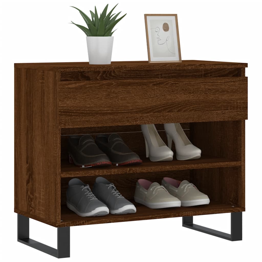 vidaXL Schoenenkast 70x36x60 cm bewerkt hout bruin eikenkleur afbeelding