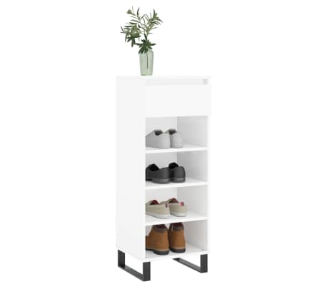 vidaXL Pantofar, alb extralucios, 40x36x105 cm, lemn compozit