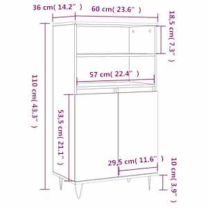 Skříň highboard šedá sonoma 60 x 36 x 110 cm kompozitní dřevo - obrázek 11