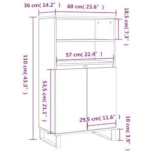 Skříň highboard betonově šedá 60 x 36 x 110 cm kompozitní dřevo - obrázek 11