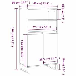 Skříň highboard kouřový dub 60 x 36 x 110 cm kompozitní dřevo - obrázek 11
