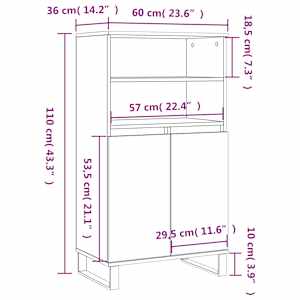 Skříň highboard šedá sonoma 60 x 36 x 110 cm kompozitní dřevo - obrázek 11
