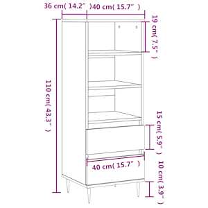 Skříň highboard bílá 40 x 36 x 110 cm kompozitní dřevo - obrázek 11