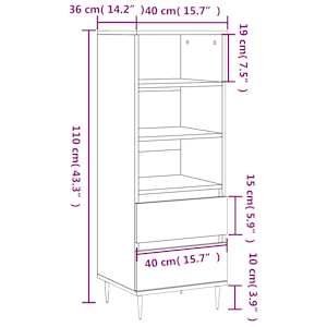 Skříň highboard kouřový dub 40 x 36 x 110 cm kompozitní dřevo - obrázek 11