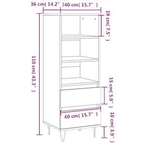 Skříň highboard hnědý dub 40 x 36 x 110 cm kompozitní dřevo - obrázek 11
