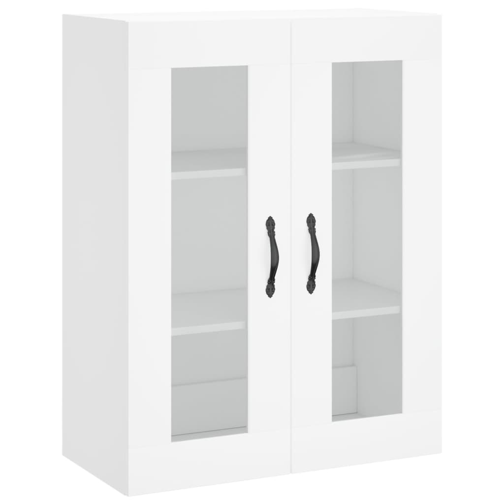 vidaxl Armario de cocina de pared de madera y puerta de vidrio blanco