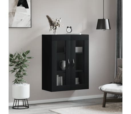 vidaXL Wall Mounted Cabinet Black 69.5x34x90 cm Engineered Wood